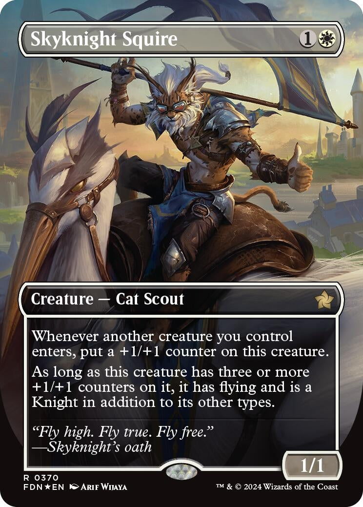 Image for Skyknight Squire (Borderless) (Mana Foil) (Foundations) (370) - Magic: The Gathering