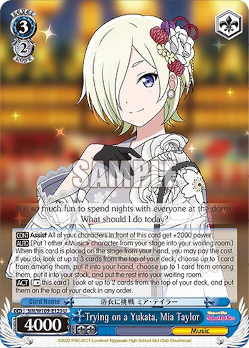 Image for Trying on a Yukata, Mia Taylor (Love Live! School idol festival 2 MIRACLE LIVE!) (SIN/W109-E120 U) - Weiss Schwarz