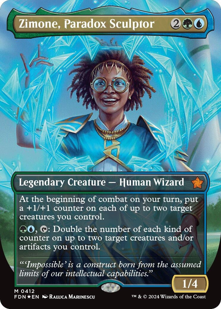 Image for Zimone, Paradox Sculptor (Borderless) (Mana Foil) (Foundations) (412) - Magic: The Gathering