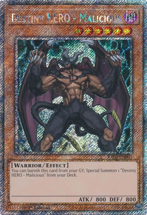 Image for Destiny HERO - Malicious (Platinum Secret Rare) (Quarter Century Bonanza) (RA03-EN001) - YuGiOh