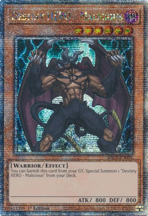Image for Destiny HERO - Malicious (Quarter Century Secret Rare) (Quarter Century Bonanza) (RA03-EN001) - YuGiOh