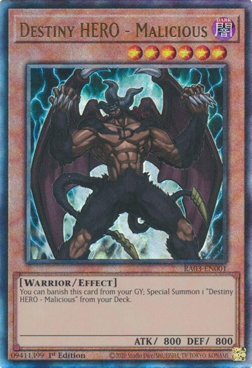 Image for Destiny HERO - Malicious (PUR) (Quarter Century Bonanza) (RA03-EN001) - YuGiOh