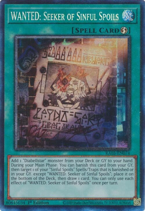 Image for WANTED: Seeker of Sinful Spoils (PCR) (Quarter Century Bonanza) (RA03-EN074) - YuGiOh