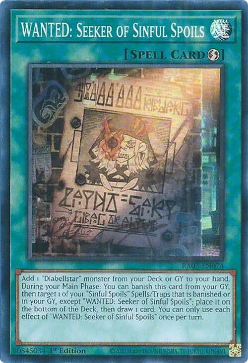 Image for WANTED: Seeker of Sinful Spoils (Quarter Century Bonanza) (RA03-EN074) - YuGiOh