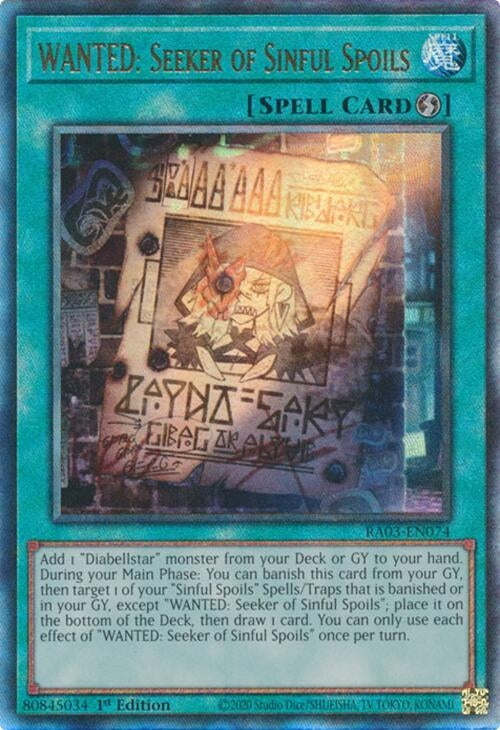 Image for WANTED: Seeker of Sinful Spoils (PUR) (Quarter Century Bonanza) (RA03-EN074) - YuGiOh