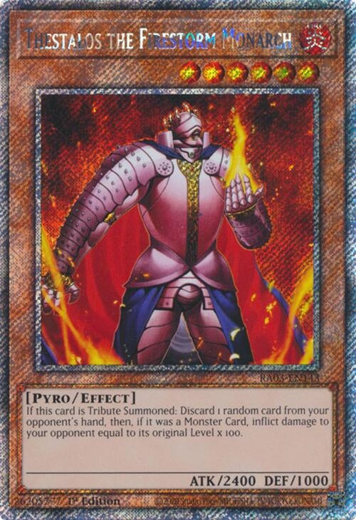 Image for Thestalos the Firestorm Monarch (Platinum Secret Rare) (Quarter Century Bonanza) (RA03-EN143) - YuGiOh