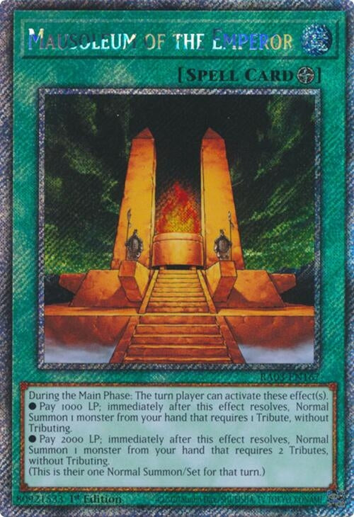 Image for Mausoleum of the Emperor (Platinum Secret Rare) (Quarter Century Bonanza) (RA03-EN167) - YuGiOh