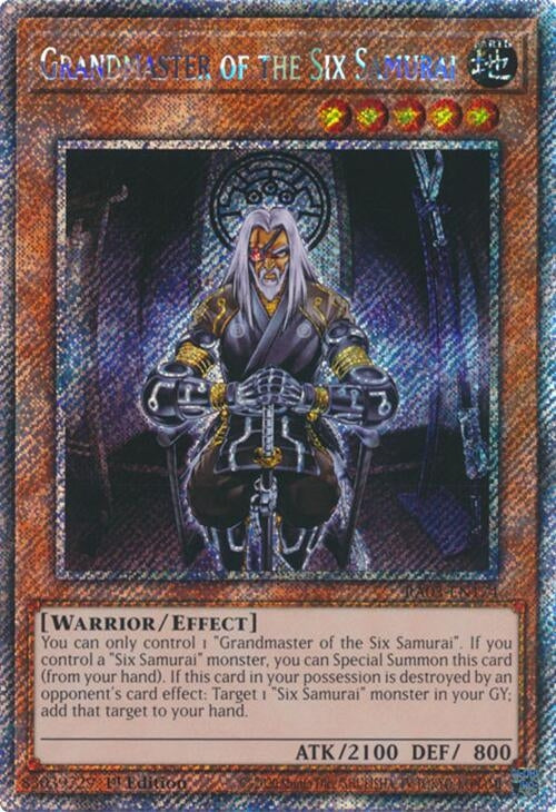 Image for Grandmaster of the Six Samurai (Platinum Secret Rare) (Quarter Century Bonanza) (RA03-EN174) - YuGiOh