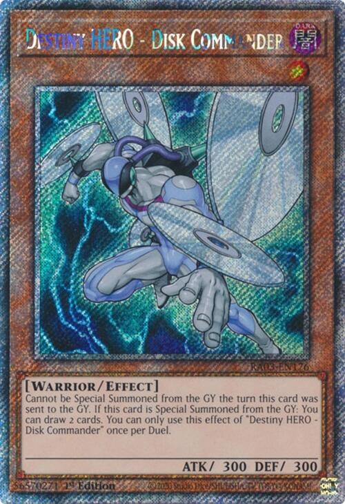 Image for Destiny HERO - Disk Commander (Platinum Secret Rare) (Quarter Century Bonanza) (RA03-EN176) - YuGiOh