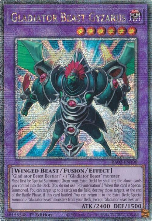 Image for Gladiator Beast Gyzarus (Quarter Century Secret Rare) (Quarter Century Bonanza) (RA03-EN198) - YuGiOh