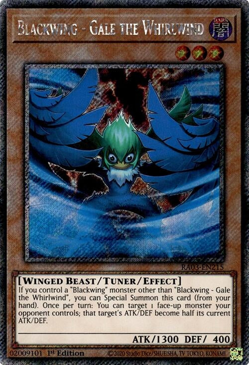 Image for Blackwing - Gale the Whirlwind (Platinum Secret Rare) (Quarter Century Bonanza) (RA03-EN215) - YuGiOh