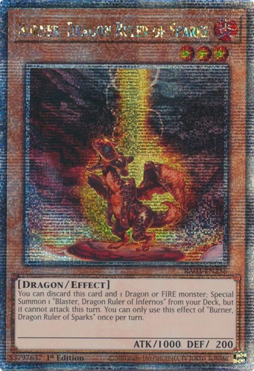 Image for Burner, Dragon Ruler of Sparks (Quarter Century Secret Rare) (Quarter Century Bonanza) (RA03-EN256) - YuGiOh