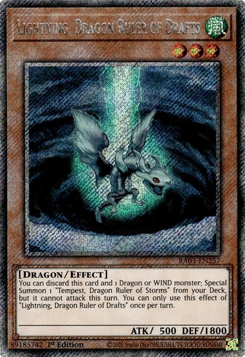 Image for Lightning, Dragon Ruler of Drafts (Platinum Secret Rare) (Quarter Century Bonanza) (RA03-EN257) - YuGiOh
