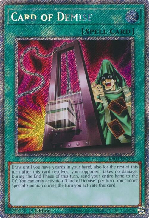Image for Card of Demise (Platinum Secret Rare) (Quarter Century Bonanza) (RA03-EN265) - YuGiOh
