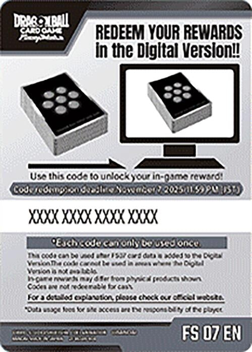 Image for Code Card - Starter Deck 7: Vegeta (Mini) (FS07) (Starter Deck 7: Vegeta (Mini)) - Dragon Ball Super: Fusion World