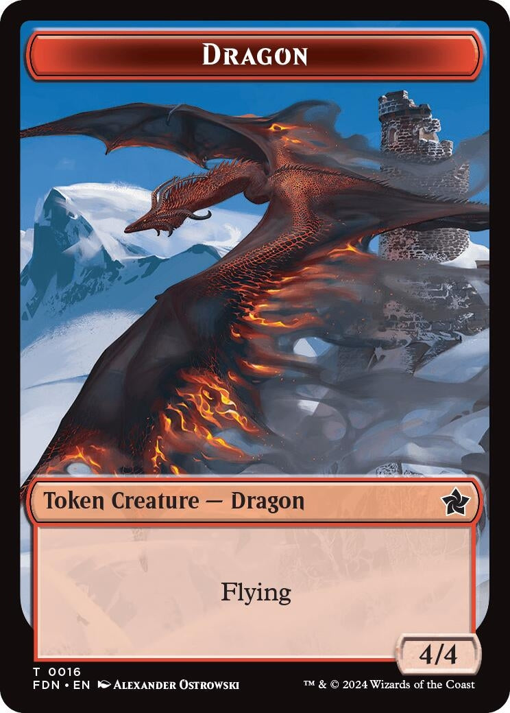 Image for Dragon (0016) // Dragon (0017) Doubled-Sided Token (Foundations) (16 // 17) - Magic: The Gathering