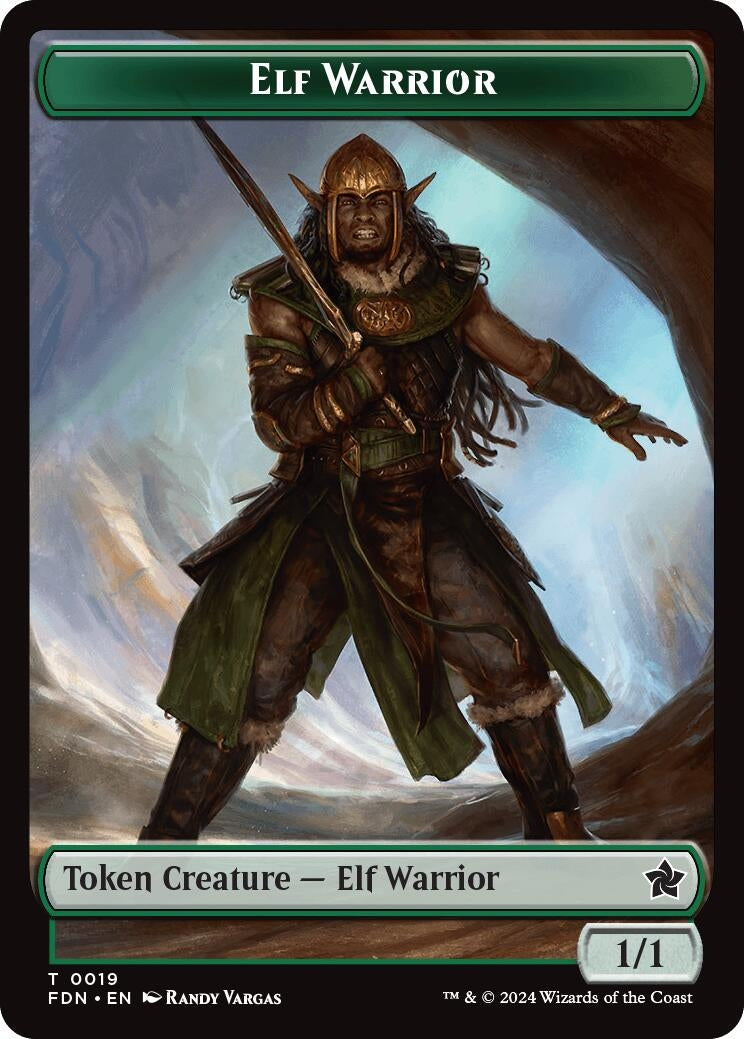 Image for Elf Warrior // Cat (001) Doubled-Sided Token (Foundations) (19 // 1) - Magic: The Gathering