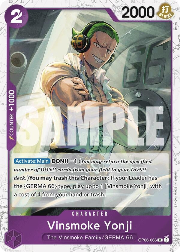 Image for Vinsmoke Yonji (OP06-066) (Jolly Roger Foil) (Premium Booster -The Best-) (OP06-066) - One Piece Card Game