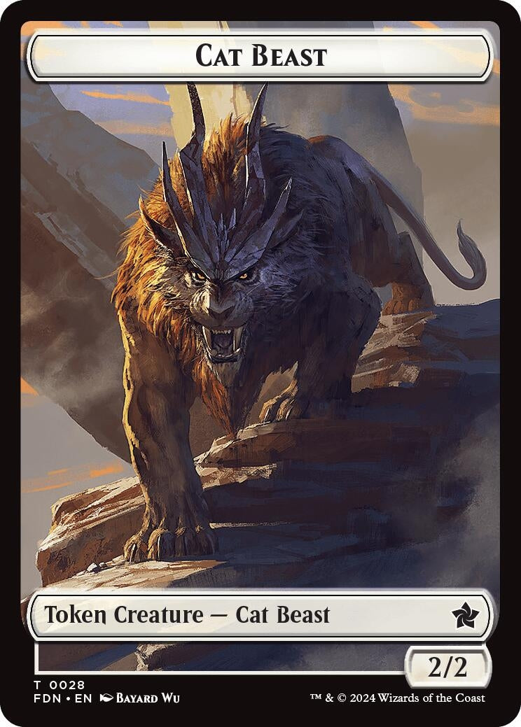 Image for Cat Beast // Dragon (0017) Double-Sided Token (Foundations) (28 // 17) - Magic: The Gathering
