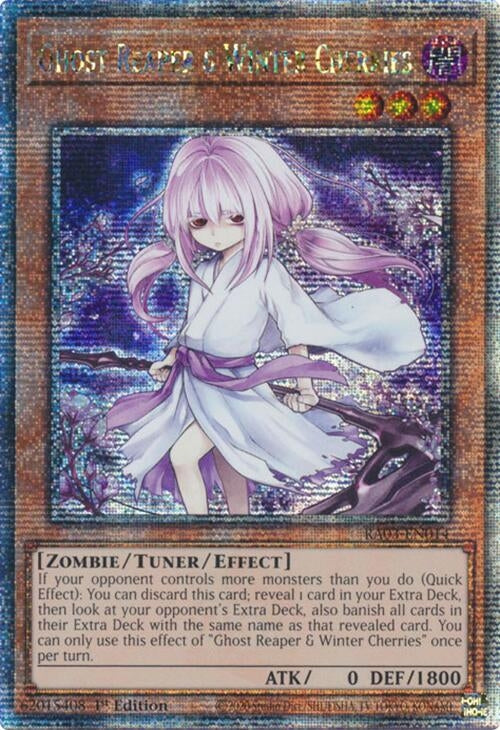 Image for Ghost Reaper & Winter Cherries (Alternate Art) (Quarter Century Secret Rare) (Quarter Century Bonanza) (RA03-EN014) - YuGiOh