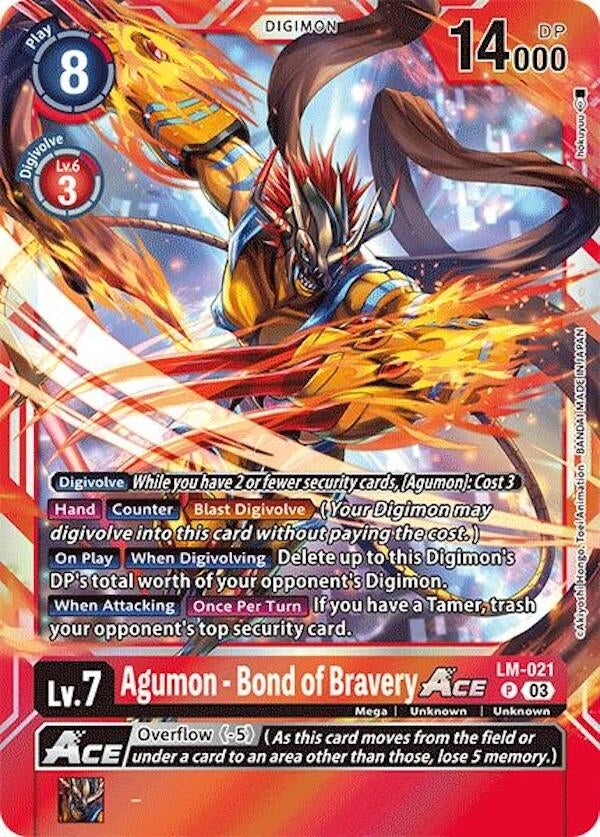Image for Agumon - Bond of Bravery ACE (LM) (LM-021 P) - Digimon Card Game