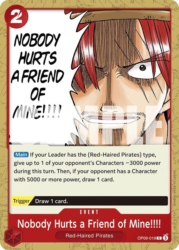 Image for Nobody Hurts a Friend of Mine!!!! (Emperors in the New World) (OP09-019) - One Piece Card Game