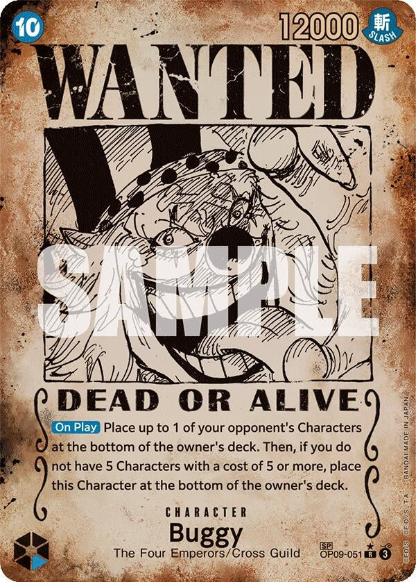 Image for Buggy (051) (Wanted Poster) (Emperors in the New World) (OP09-051) - One Piece Card Game