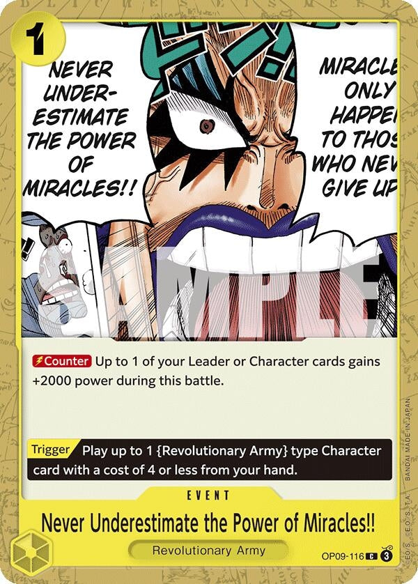 Image for Never Underestimate the Power of Miracles!! (Emperors in the New World) (OP09-116) - One Piece Card Game