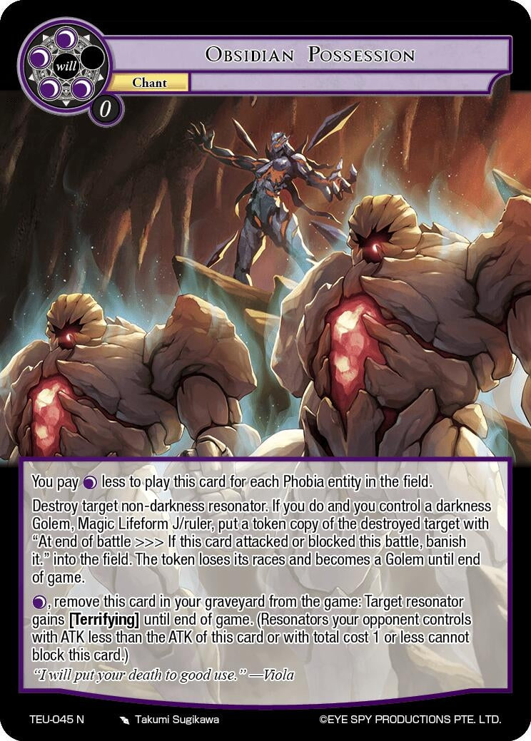 Image for Obsidian Possession (Timeless Eclipse of the Underworld) (TEU-045 N) - Force of Will