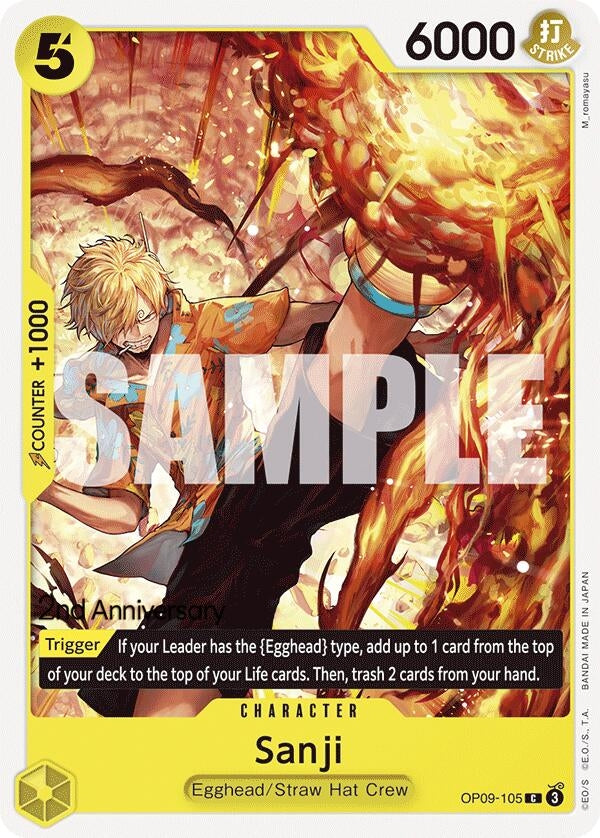 Image for Sanji (105) (Emperors in the New World: 2nd Anniversary Tournament Cards) (OP09-105) - One Piece Card Game