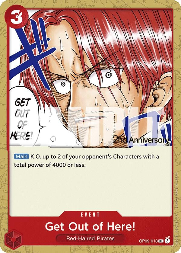 Image for Get Out of Here! (Emperors in the New World: 2nd Anniversary Tournament Cards) (OP09-018) - One Piece Card Game