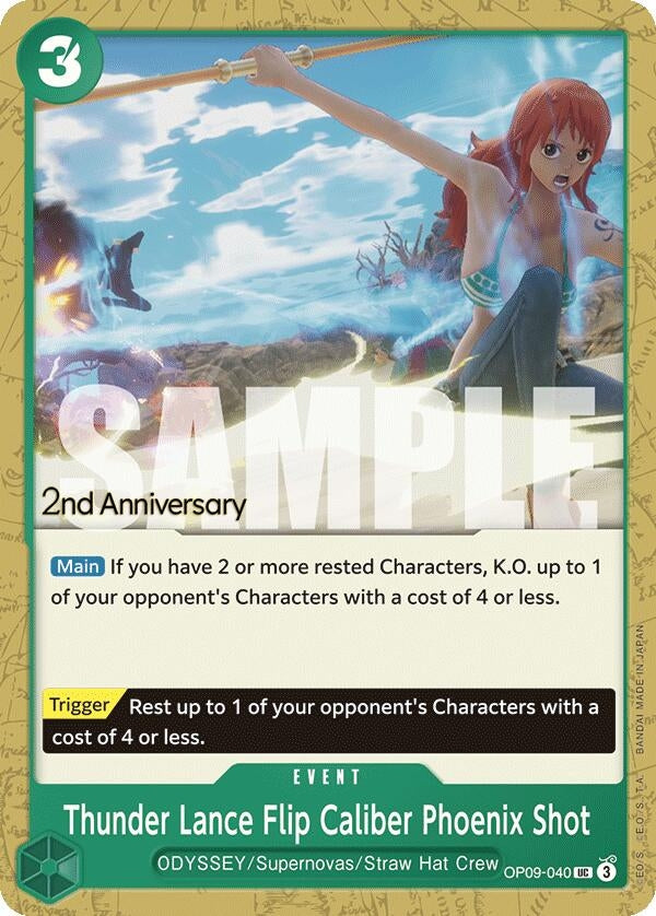 Image for Thunder Lance Flip Caliber Phoenix Shot (Emperors in the New World: 2nd Anniversary Tournament Cards) (OP09-040) - One Piece Card Game