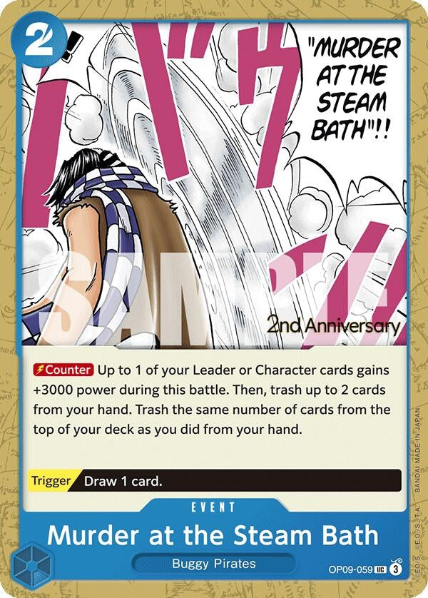 Image for Murder at the Steam Bath (Emperors in the New World: 2nd Anniversary Tournament Cards) (OP09-059) - One Piece Card Game