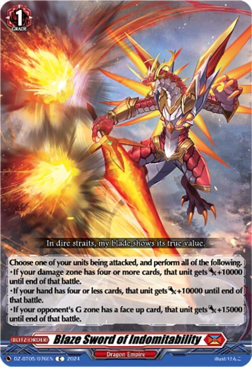 Image for Blaze Sword of Indomitability (DZ-BT05: Omniscient Awakening) (DZ-BT05/076EN) - Cardfight Vanguard