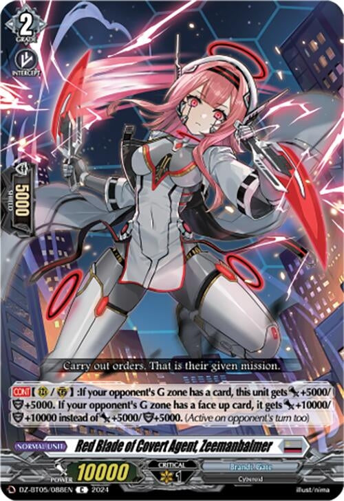 Image for Red Blade of Covert Agent, Zeemanbalmer (DZ-BT05: Omniscient Awakening) (DZ-BT05/088EN) - Cardfight Vanguard