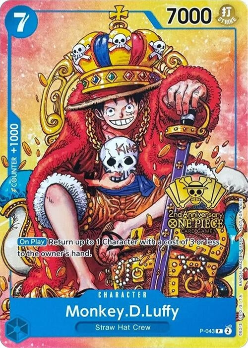 Image for Monkey.D.Luffy (2nd Anniversary Stamped Promo) (One Piece Promotion Cards) (P-043) - One Piece Card Game