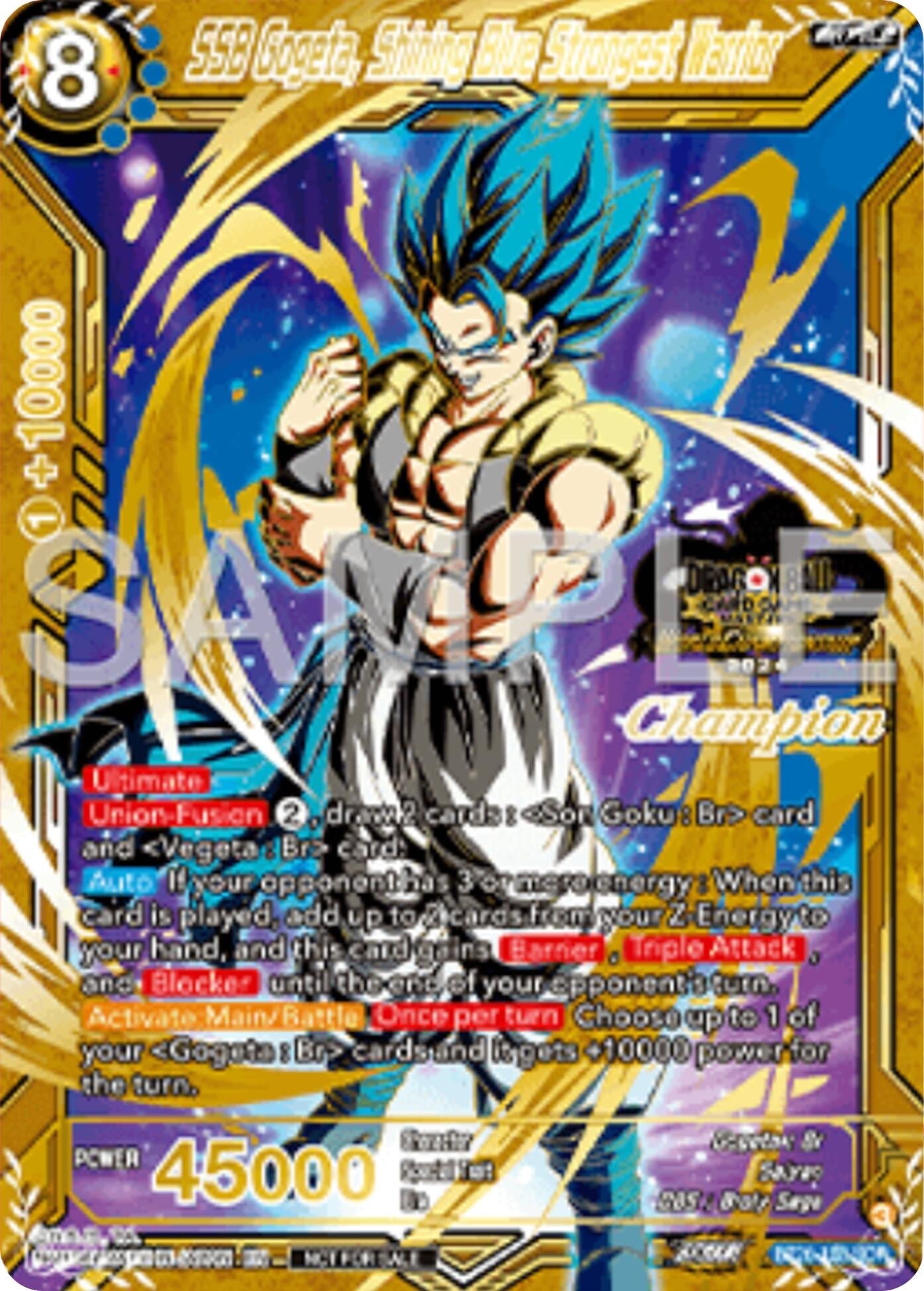Image for SSB Gogeta, Shining Blue Strongest Warrior (Champion) (Tournament Promotion Cards) (BT26-138) - Dragon Ball Super: Masters