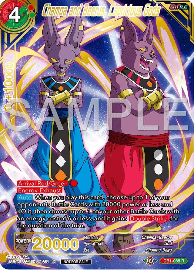 Image for Champa and Beerus, Capricious Gods (Championship 2024 Finals Pack) (Gold Stamped) (Tournament Promotion Cards) (DB1-088) - Dragon Ball Super: Masters