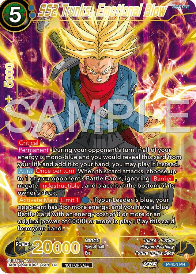 Image for SS2 Trunks, Emotional Blow (Championship 2024 Finals Pack) (Gold Stamped) (Tournament Promotion Cards) (P-454) - Dragon Ball Super: Masters
