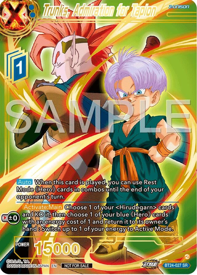 Image for Trunks, Admiration for Tapion (Championship 2024 Finals Zenkai Pack) (Gold Stamped) (Tournament Promotion Cards) (BT24-027) - Dragon Ball Super: Masters