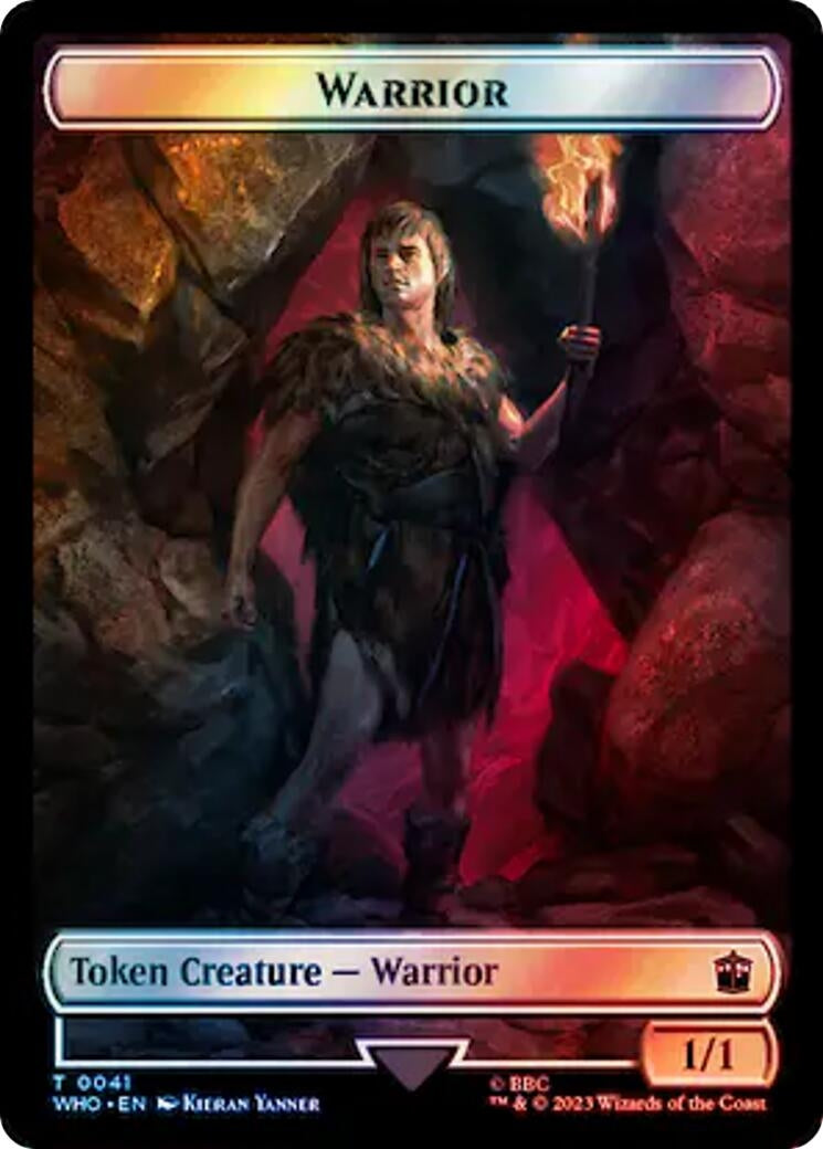Image for Warrior // Beast (0049) Double-Sided Token (Surge Foil) (Universes Beyond: Doctor Who) (41 // 49) - Magic: The Gathering