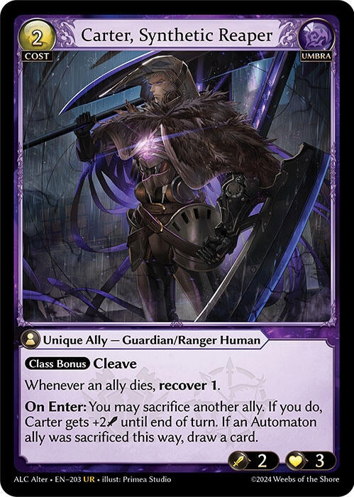 Image for Carter, Synthetic Reaper (Alchemical Revolution Alter Edition) (203) - Grand Archive TCG