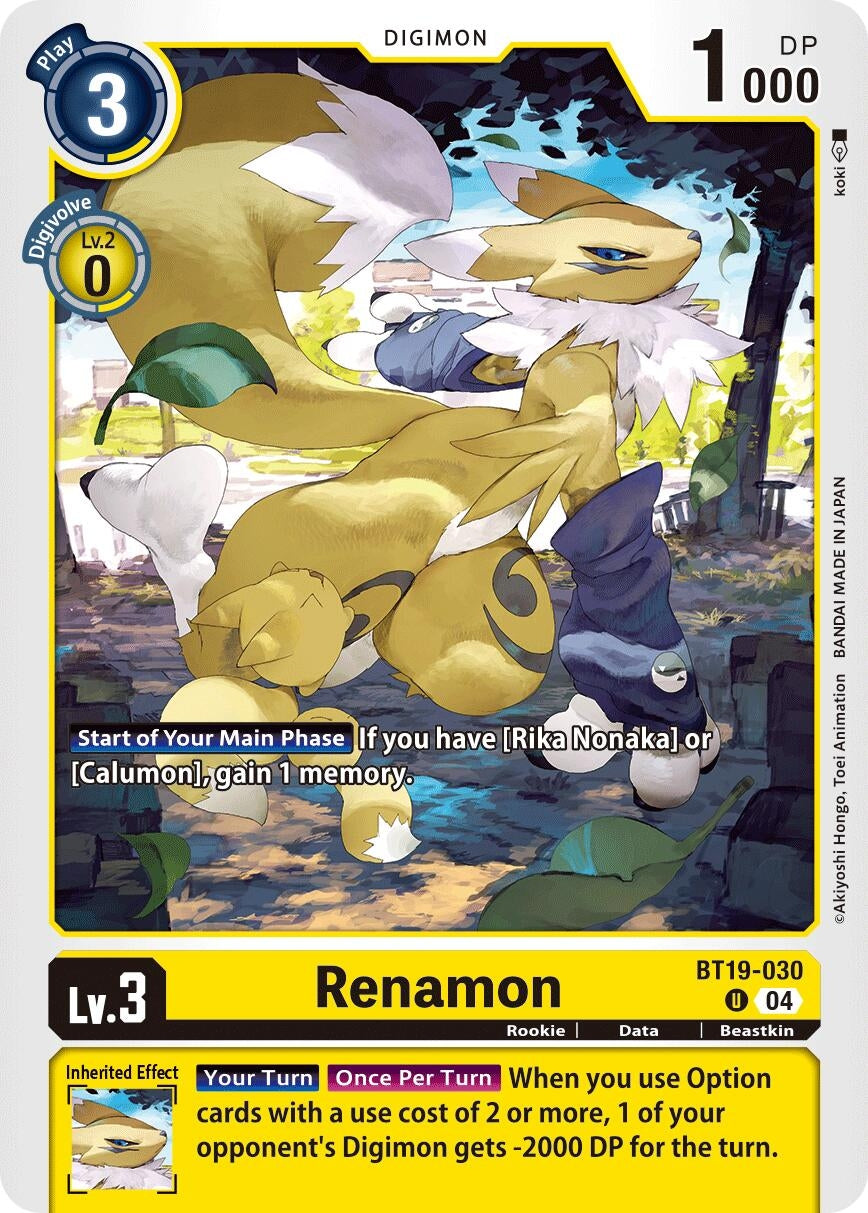 Image for Renamon (BT19-20) (BT19-030 U) - Digimon Card Game