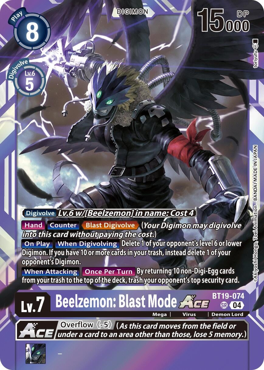 Image for Beelzemon: Blast Mode ACE (BT19-20) (BT19-074 SR) - Digimon Card Game