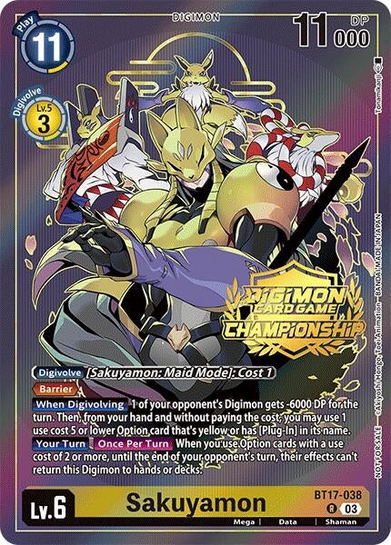 Image for Sakuyamon (Championship 2024 Gold Stamp Card Set) (BT17) (BT17-038 R) - Digimon Card Game