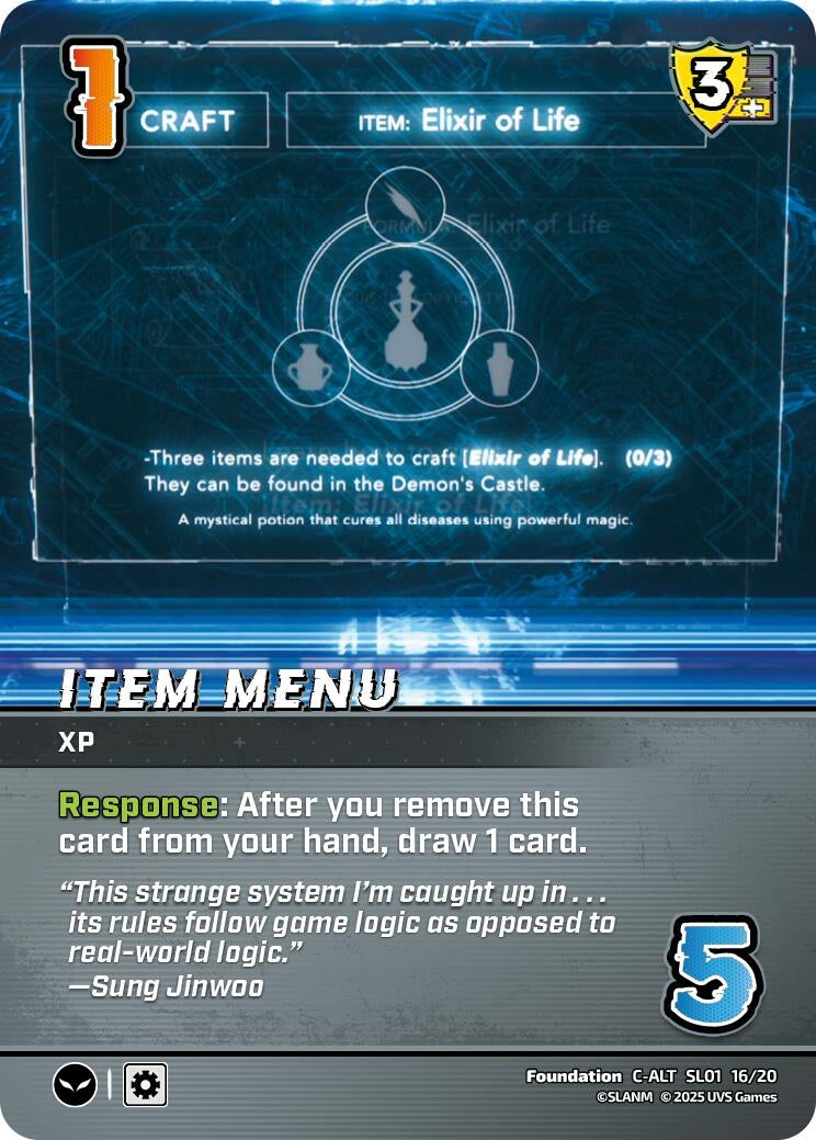 Image for Item Menu (Alternate Art) (Challenger Series: Solo Leveling) (SL01 16/20) - UniVersus