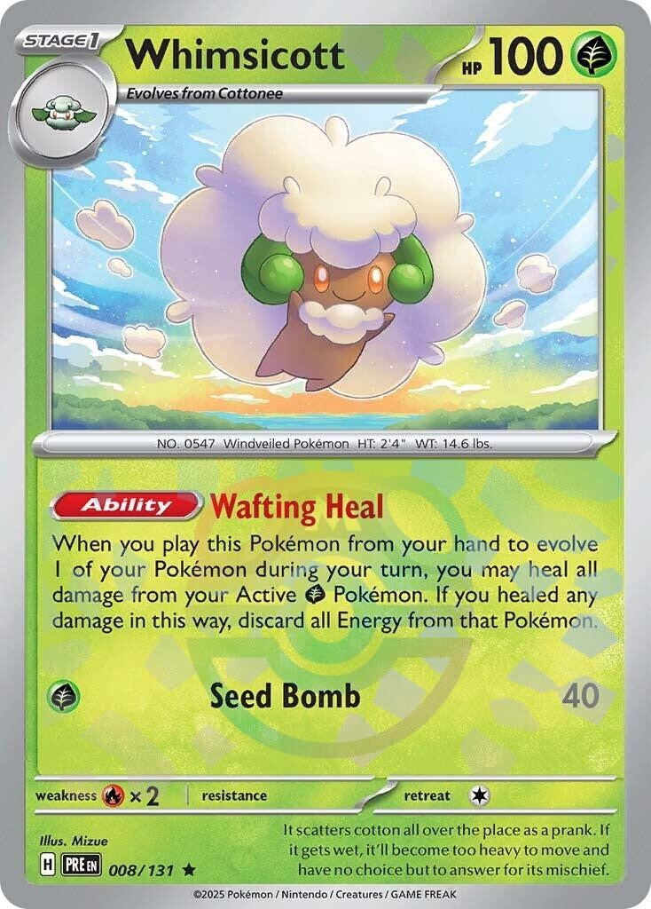 Image for Whimsicott (Master Ball Pattern) (SV: Prismatic Evolutions) (008/131) - Pokemon