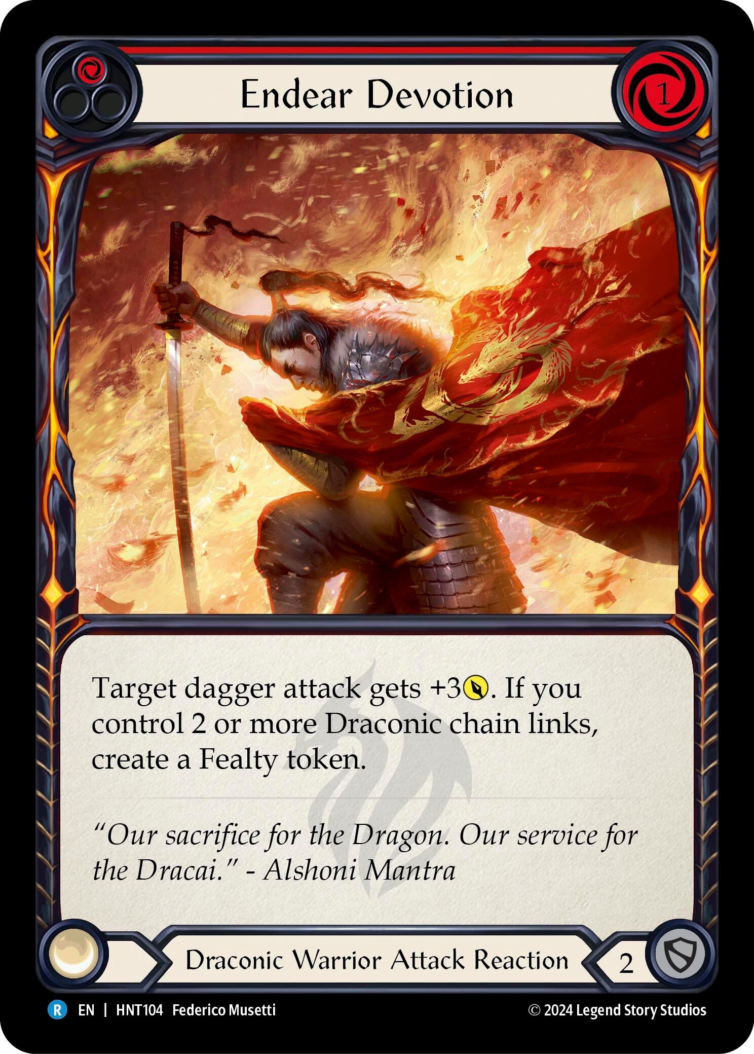 Image for Endear Devotion (Red) (The Hunted) (HNT104) - Flesh and Blood TCG