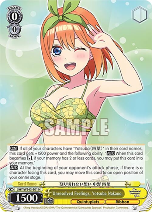 Image for Unresolved Feelings, Yotsuba Nakano (The Quintessential Quintuplets Specials Premium Booster) (5HY/WE43-E01 N) - Weiss Schwarz