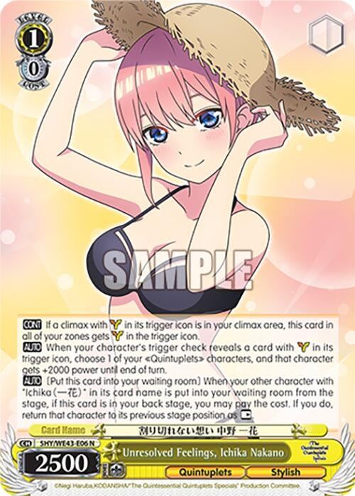Image for Unresolved Feelings, Ichika Nakano (The Quintessential Quintuplets Specials Premium Booster) (5HY/WE43-E06 N) - Weiss Schwarz